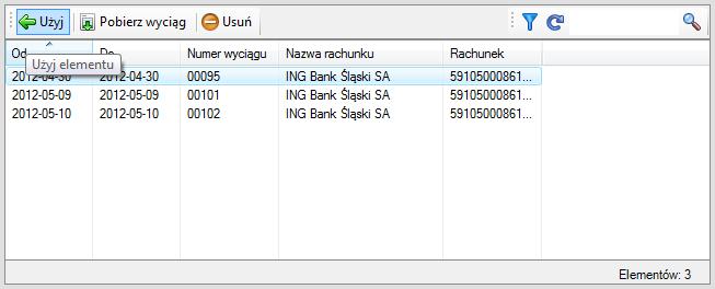 60 Podręcznik użytkownika Forte Repozytorium Dokumentów Wybranie danego rachunku bankowego umożliwi pobranie pliku z wyciągami bankowymi zawierającymi operacje bankowe związane z wybranym kontem.