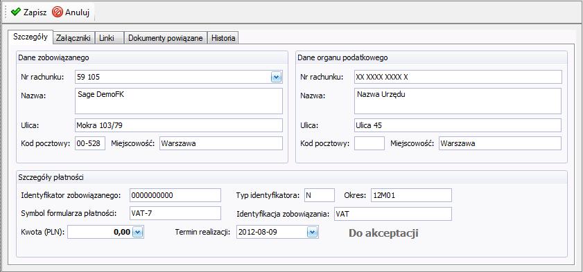 Zaimportowane oraz wystawione w programach Sage polecenia przelewów są widoczne na liście przelewów w zbiorczym oknie Przelewy. 6.2.3.