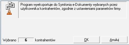 Rys. 24 Program Handel - eksport wybranych kontrahentów do programu e-dokumenty. 7. Pojawi się okno z informacją dotyczącą liczby eksportowanych kontrahentów: Rys. 25 Okno Eksport kontrahentów do EDS.