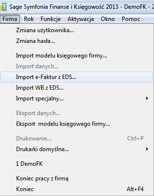 7.4.2 Import e-faktur zakupu z programu e-dokumenty do Finanse i Księgowość Każda otrzymana faktura elektroniczna może być zarejestrowana w programie e-dokumenty, bez względu na jej format.