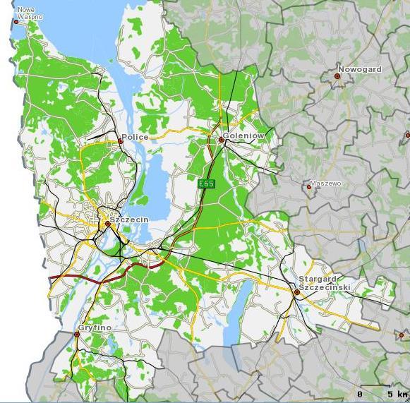 linia kolejowa nr 401 na odcinku Świnoujście - Goleniów - Szczecin Dąbie wraz z odcinkiem linii kolejowej nr 402 i 434 do Portu Lotniczego Szczecin Goleniów, linia kolejowa nr 406 na odcinku Szczecin