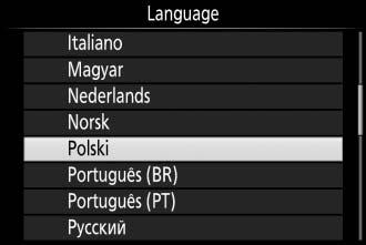 7 Wybierz język i ustaw zegar aparatu. Przy pomocy wybieraka wielofunkcyjnego iprzycisku J wybierz język i ustaw zegar aparatu.