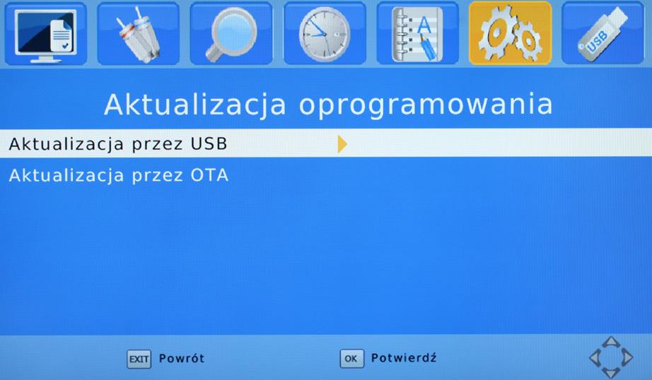 9.7 Aktualizacja oprogramowania Instrukcja prawidłowego wykonania aktualizacji Ściągnięte oprogramowanie, należy rozpakować i nagrać na pamięć USB (Uwaga: pamięć powinna być sformatowana w systemie