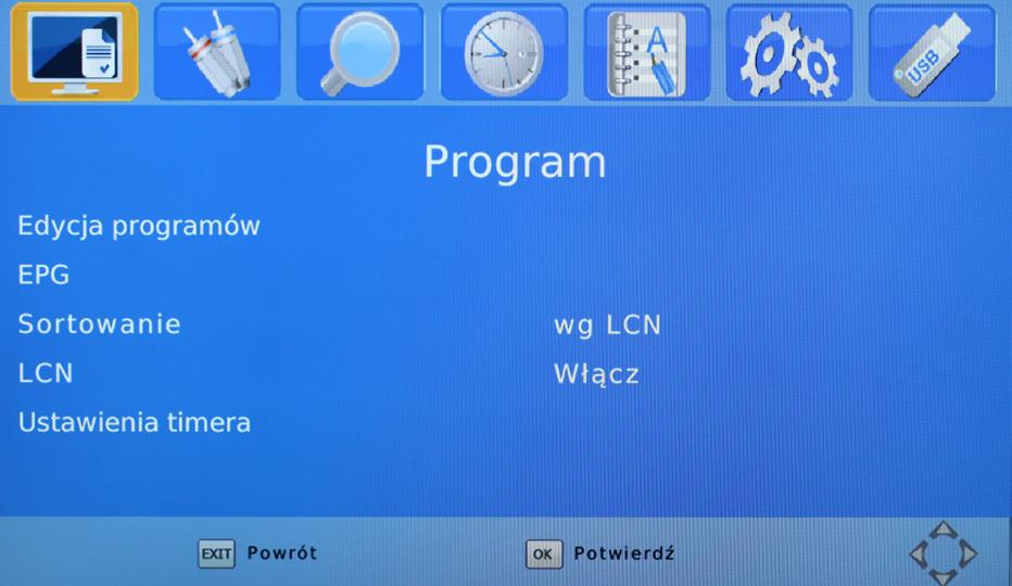 4. PROGRAMY 1. Aby wyświetlić menu główne, należy nacisnąć przycisk Menu. 2. Za pomocą przycisków /, należy podświetlić opcję Program i nacisnąć przycisk OK. 3.