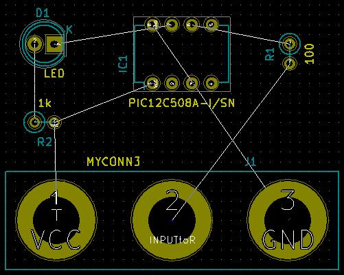 Wprowadzenie do programu KiCad 21 / 41 7. Wybierz wszystkie komponenty za pomocą myszy i przesuń je na środek płytki.