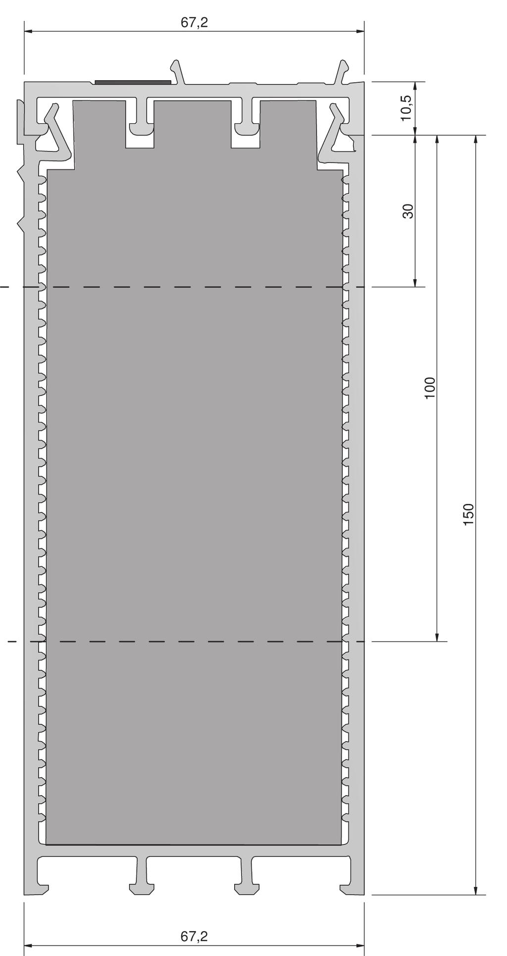 67,2x150mm 9 * tylko z adapterem profilu podprogowego ** profil zewnętrzny biały koekstruzja z recyklingu szary