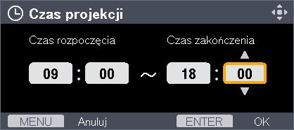 Wyświetlanie obrazów w formie pokazu slajdów 8. Wybierz [OK], a następnie naciśnij przycisk [Enter]. 9. Wybierz [Czas projekcji], a następnie naciśnij przycisk [Enter]. 10.