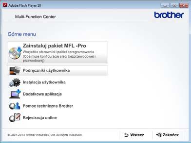 Informacje ogólne a Włącz komputer. Włóż płytę CD-ROM z oprogramowaniem Brother do napędu CD-ROM. INFORMACJA Jeśli ekran Brother nie zostanie wyświetlony, przejdź do pozycji Komputer lub Mój komputer.