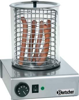 Urządzenia do hot-dogów Urządzenie do hot-dogów stal nierdzewna cylinder szklany: Ø 200 mm, wysokość 240 mm regulacja temp.