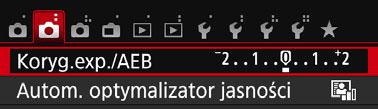 Standardowa ekspozycja Ciemniejsza ekspozycja (Zmniejszona wartość ekspozycji) Jaśniejsza ekspozycja (Zwiększona wartość ekspozycji) 160 Zakres 1 2 3 Wybierz pozycję [Koryg.exp./AEB].