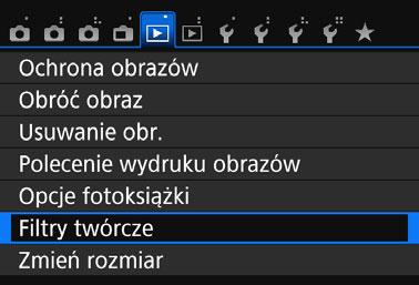 U Stosowanie filtrów twórczych Do obrazu można zastosować filtry twórcze Ziarnisty Cz/B, Miękka ostrość, Efekt rybiego oka, Efekt pogrub. artyst.