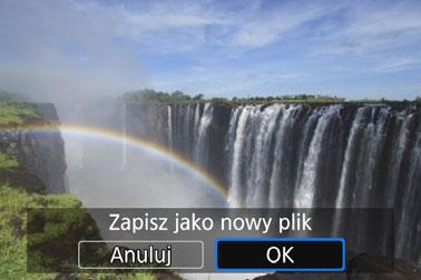 Umożliwia to utworzenie obrazu pionowego z poziomego i odwrotnie. 4 5 Wyświetl skadrowany obraz w widoku pełnoekranowym. Naciśnij przycisk <Q>. Zostanie wyświetlony skadrowany obraz.