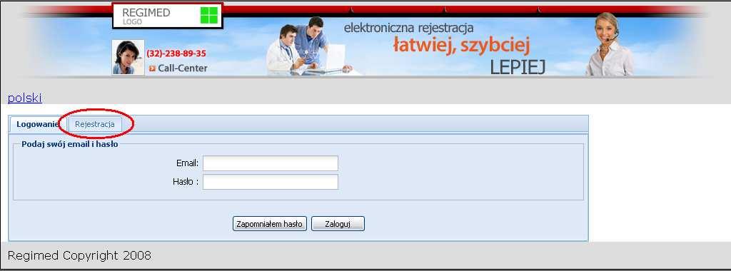 2. Rejestrowanie się w systemie Aby moŝna było korzystać z internetowej rejestracji na wizyty lekarskie do przychodni pracujących z Systemem REGIMED, konieczne jest