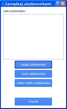 Aby dodać nowego użytkownika należy nacisnąć przycisk Zarządzaj użytkownikami w panelu administracyjnym.