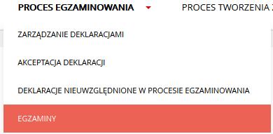 Rys. 12 Przycisk: Aktualizuj 3. Dane własne Użytkownika zostały zaktualizowane. 6. Egzaminy W celu wyszukania egzaminów, Użytkownik: 1. Z menu górnego wybiera zakładkę Proces egzaminowania>egzaminy.