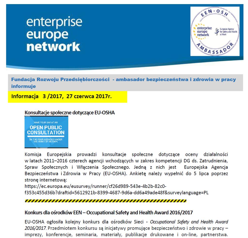 Inne przedsięwzięcia cd. 3. Współpraca z siecią Enterprise Europe Network (cd.