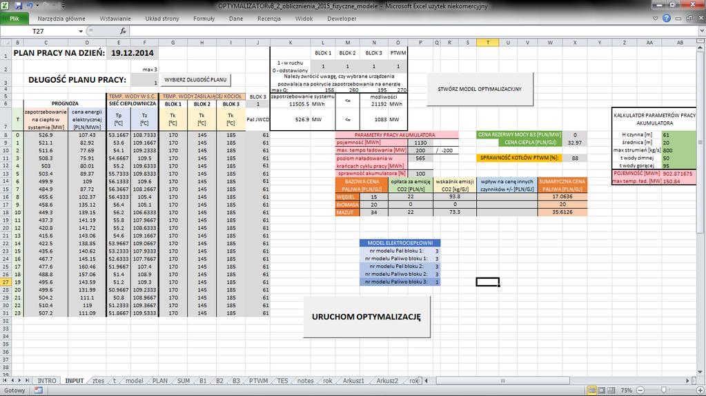 Optymalizator pracy EC Karolin - interface