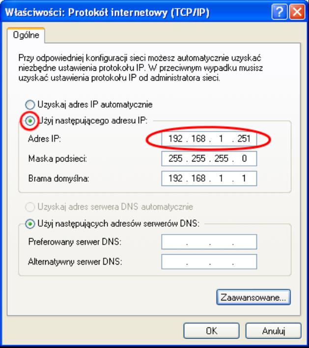 Wówczas adres IP komputera można wpisać w zaznaczonym na ilustracji polu: 3.2.