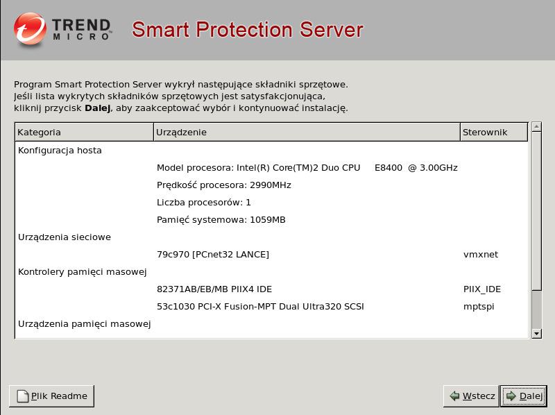 Środowisko rozwiązań Smart Protection 7. Kliknij przycisk Dalej, aby kontynuować. Zostanie wyświetlony ekran Ustawienia sieciowe.