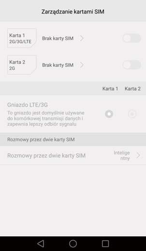 Pierwsze użycie i początkowa konfiguracja Włącz lub wyłącz kartę SIM Wybierz SIM LTE/3G Skonfiguruj