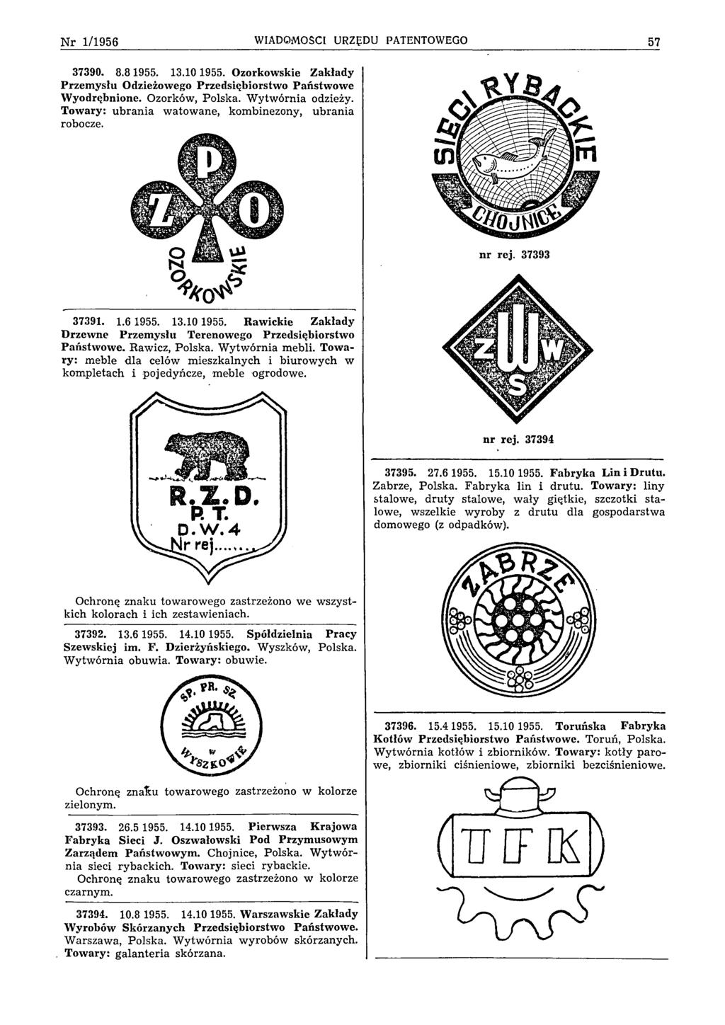 N r 1/1956 WIADOMOŚCI URZĘDU PATENTOWEGO 57 37390. 8.8 1955. 13.10 1955. Ozorkowskie Zakłady Przemysłu Odzieżowego Przedsiębiorstwo Państwowe W yodrębnione. Ozorków, Polska. W ytwórnia odzieży.