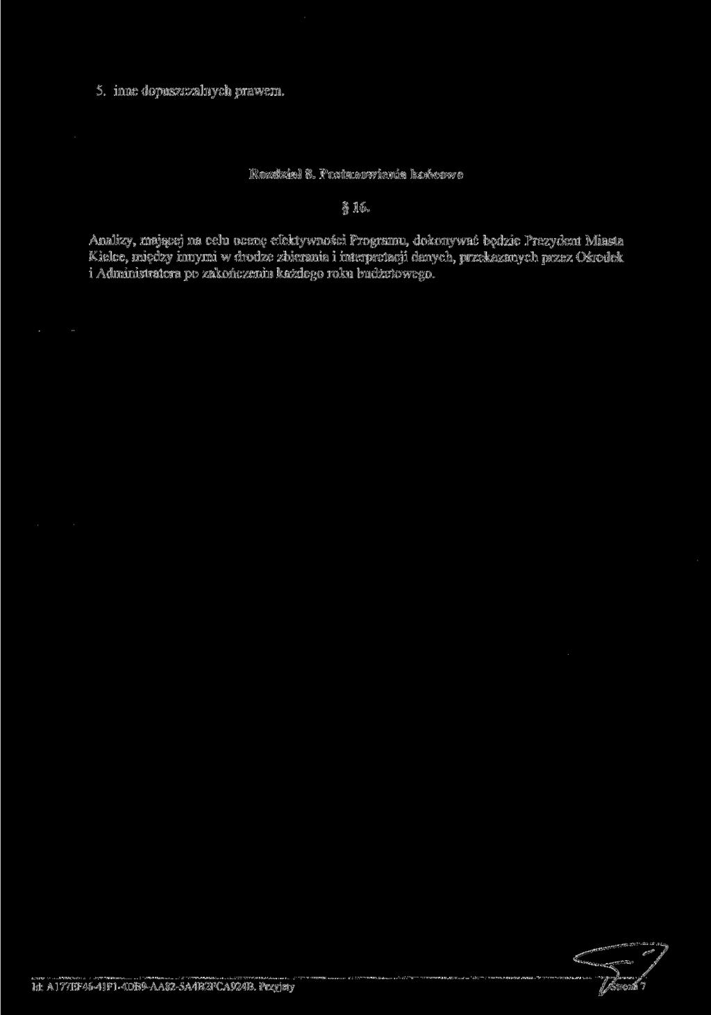5. inne dopuszczalnych prawem. Rozdział 8. Postanowienia końcowe 16.
