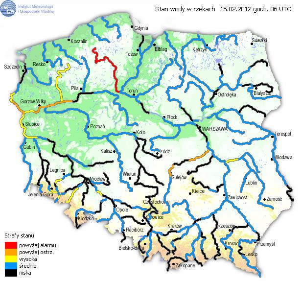 - na Narwi w Orzechowie zlodzenie częściowe 20%; - na Bugu we Frankopolu i Wyszkowie