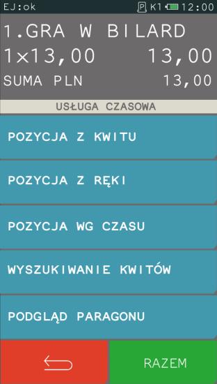 Instrukcja użytkownika usługi czasowej w kasie ELZAB K Sposób wystawiania paragonu wraz ze zmianą trybu sprzedaży został przedstawiony poniżej. Wystaw pierwszą pozycję paragonu (np.