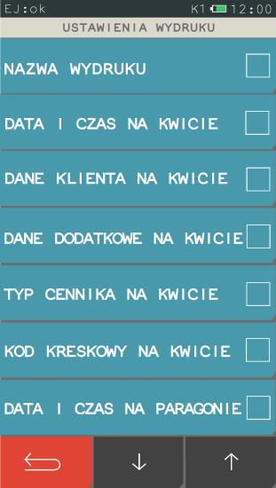 Instrukcja użytkownika usługi czasowej w kasie ELZAB K FUNKCJE > FUNKCJE KIEROWNIKA > KONFIGURACJA > USŁUGA CZASOWA > USTAWIENIA WYDRUKU Możliwe jest wskazanie