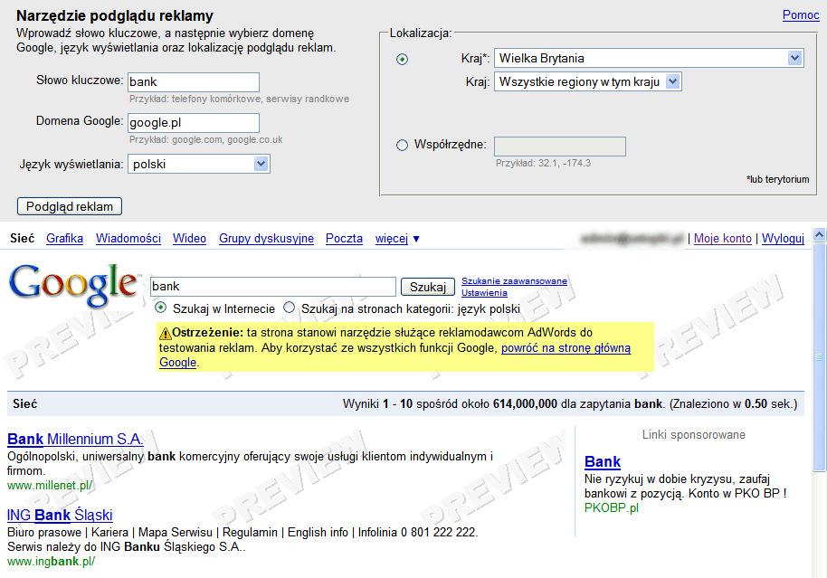 Narzędzie to oferuje sprawdzenie wyświetlania reklam w różnych miejscach świata. Zastosowanie i składnia narzędzia 1. Idź do Zarządzanie kampanią -> Narzędzia -> Narzędzie podglądu reklam: 2.