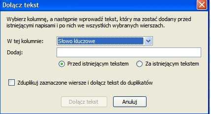 Zaawansowane zmiany cen ofertowych Narzędzie umożliwia jednoczesną edycję wielu stawek słów kluczowych (również miejsc docelowych lub