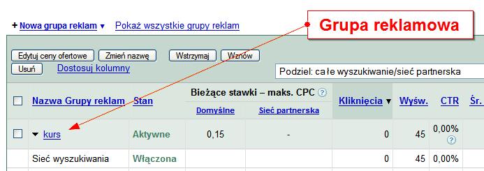 Widok pokazywanych danych grup reklam (wszystkie grupy reklamy, tylko aktywne grupy reklam, wszystkie grupy reklam oprócz usuniętych) 10.