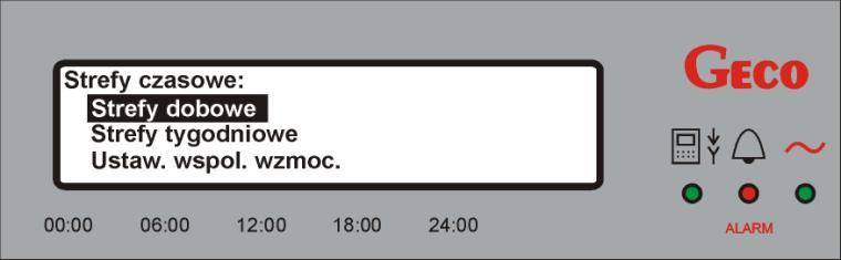 INSTRUKCJA OBSŁUGI GA01HC-01 STRONA 16 8. REGULACJA 8.1. Strefy czasowe 8.1.1. Strefy dobowe Panel pokojowy firmy GECO o symbolu GA01HC-01 umożliwia ustawienie dobowych stref pracy.