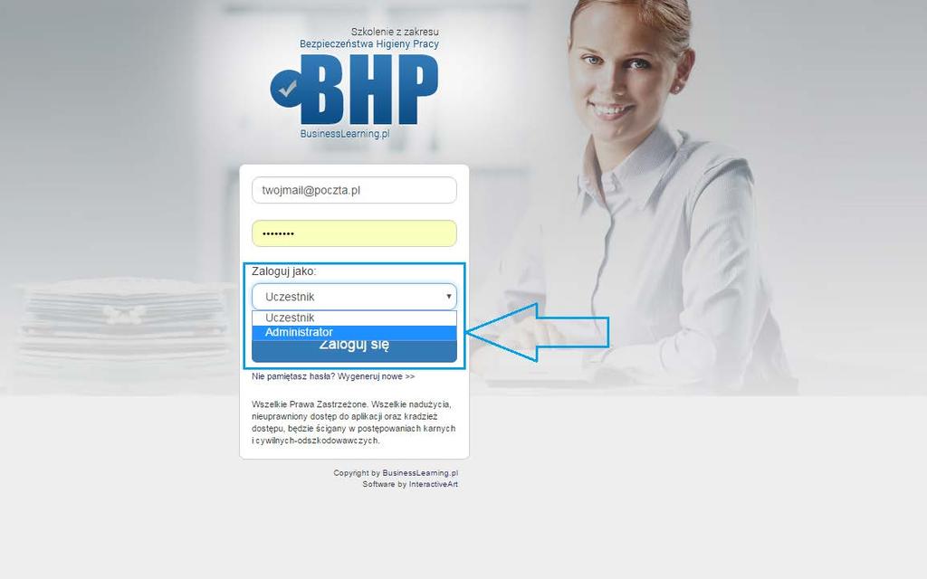 Jak korzystać z zasobów Platformy BHP-BusinessLearning.pl? 1. Klient, który zamówił pakiet szkoleń na platformie BHP - BusinessLearning.