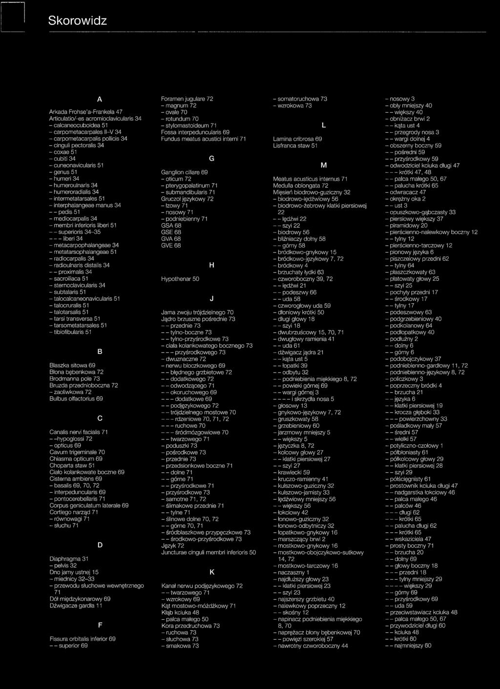 liberi 51 - - superioris 34-35 liberi 34 - metacarpophalangeae 34 - metatarsophalangeae 51 - radiocarpalis 34 - radioulnaris distalis 34 - - proximalis 34 - sacroiliaca 51 - sternoclavicularis 34 -