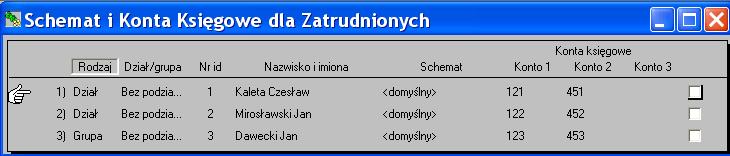 Kazdemu zatrudnionemu można przypisać dwa konta: 'Konto 1' jako konto analityczne dla list płac dotyczacych umów o prace, natomiast 'Konto 2' jako konto analityczne dla list płac wynikajacych z umów