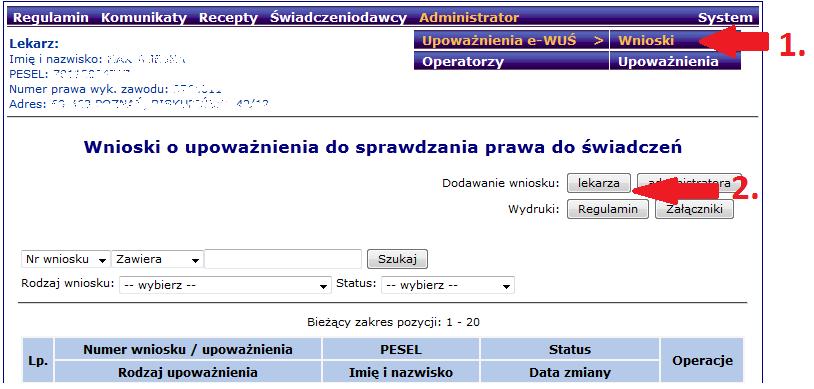 Instrukcja krok po kroku przygotowania dostępu do systemu ewuś W celu przygotowania wniosku o dostęp do systemu ewuś należy zalogować się do systemu SNRL i postępować zgodnie z poniżej opisanymi