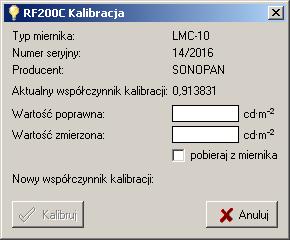 Rys. 2.1. Okno kalibracji. UWAGA! W celu zmniejszenia niepewności pomiaru, podczas kalibracji przyrządu wynik jest wyświetlany z pełną rozdzielczością aktualnie wybranego zakresu pomiarowego. 3.