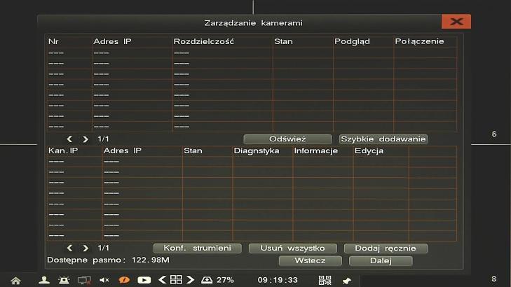 NVR-7000 Instrukcja obsługi wer. 1.0 KONFIGURACJA REJESTRATORA 2.5. Zarządzanie kamerami - menu umożliwia dodawanie i konfigurację parametrów połączenia z kamerami.