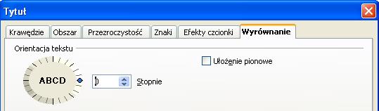 konfiguracji (krawędzie, Obszar, przezroczystość, Znaki, Efekty czcionki,