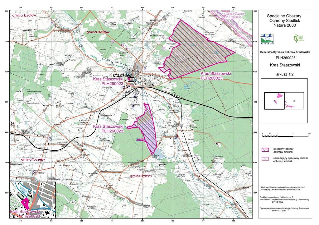 Rysunek 10 Lokalizacja obszaru Natura 2000 Kras Staszowski Źródło: Strona internetowa Generalnej Dyrekcji