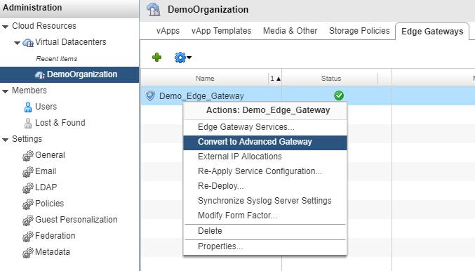 4.2 Edge Gateway Advanced Gateway vcloud Director od wersji 8.20 oferuje Państwu o wiele bardziej zaawansowane możliwości zarządzania usługami sieciowymi w Państwa Wirtualnym DataCenter.