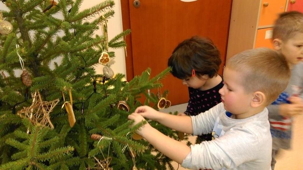 Oczywiście nie mogliśmy zaprzestać na żywej choince więc dzieci wykonały również Eko-ozdoby: pierniki, szyszki, kasztany,