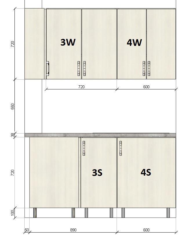 3W szafka wisząca z dwoma półkami (głębokość 30cm) 4W szafka wisząca z