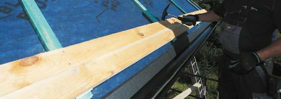 Ruszt drewniany kontrłaty o wymiarach 19x40 lub 20x60, łaty o wymiarach 30x85 lub 40x85 mm szerokość deski okapowej - 250 mm