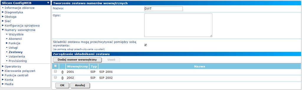 ZESTAWY NUMERÓW WEWNĘTRZNYCH domyślna (wszystkie