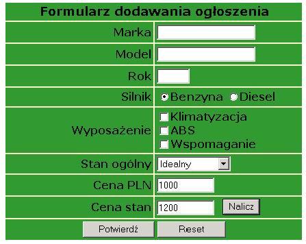 Przykład 3 Ostatni przykład demonstruje sposób działania konstrukcji switch na przykładzie sprawdzenia wartości wybranej w liście rozwijalnej (element <select>).