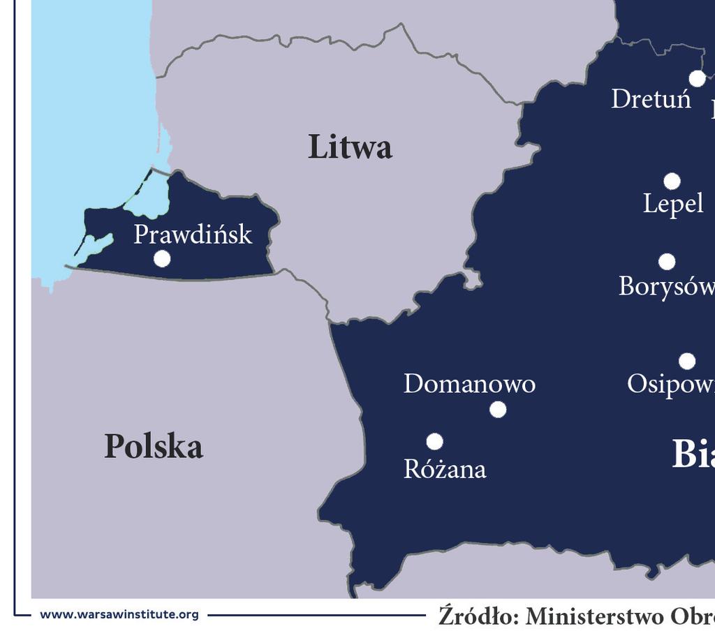 poligon Loswido (koło Witebska), poligon Osipowiczowski (na zachodzie obwodu mohylewskiego), poligon