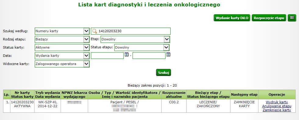 Rysunek 1-9Przykładowe okno zakończenia etapu karty DiLO wybór umowy do rozliczenia Pomyślne zakończenie etapu zostanie wyświetlone w kolejnym oknie: Rysunek 1-10Przykładowe okno zakończenia etapu