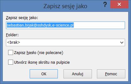 W trakcie pierwszego połączenia z zasobem dyskowym aplikacja automatycznie generuje klucz, który zostanie wykorzystany do szyfrowania połączenia. Aby kontynuować należy nacisnąć przycisk Tak (rys. 1.